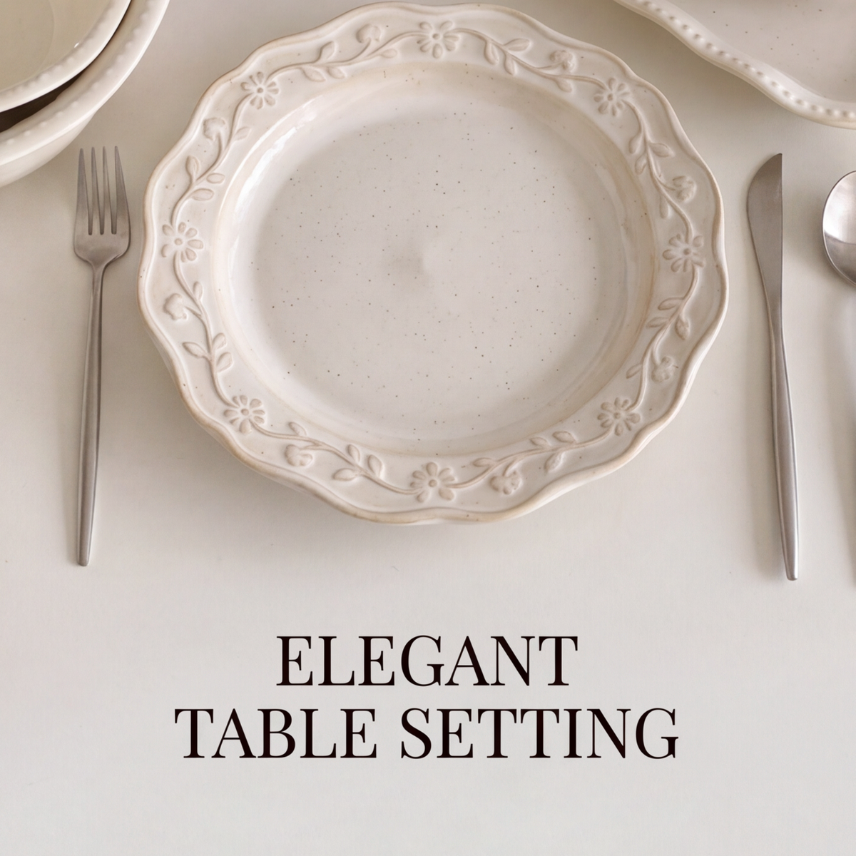 Floral relief plate with limited-edition and discount promotion text overlay