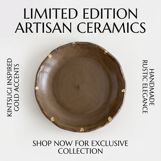 Top view of empty brown handcrafted bowl showing its earthy texture