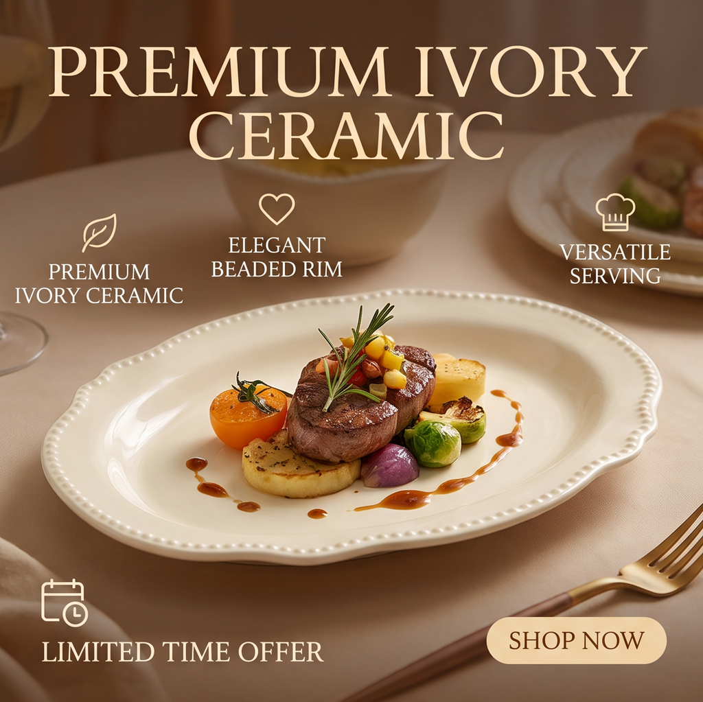 Ivory beaded rim ceramic platters arranged in a dishwasher rack