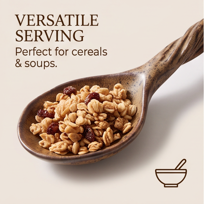 Brown speckled ceramic spoon with twisted handle on linen beside berries